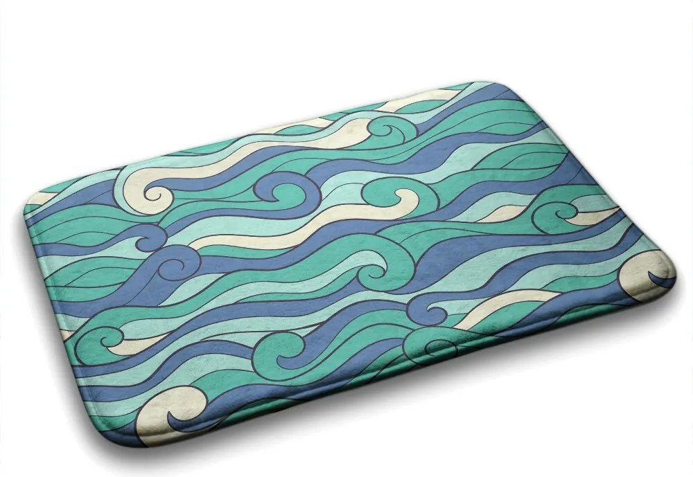 Antypoślizgowy dywanik łazienkowy Antypoślizgowy dywanik łazienkowy Fale Morskie