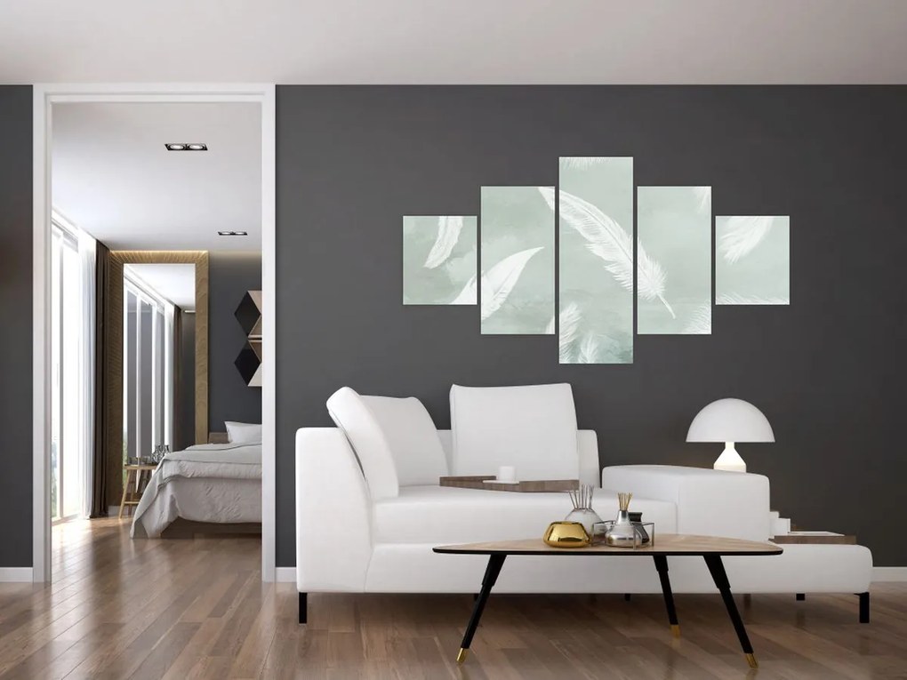 Obraz - Białe pióra (125x70 cm)