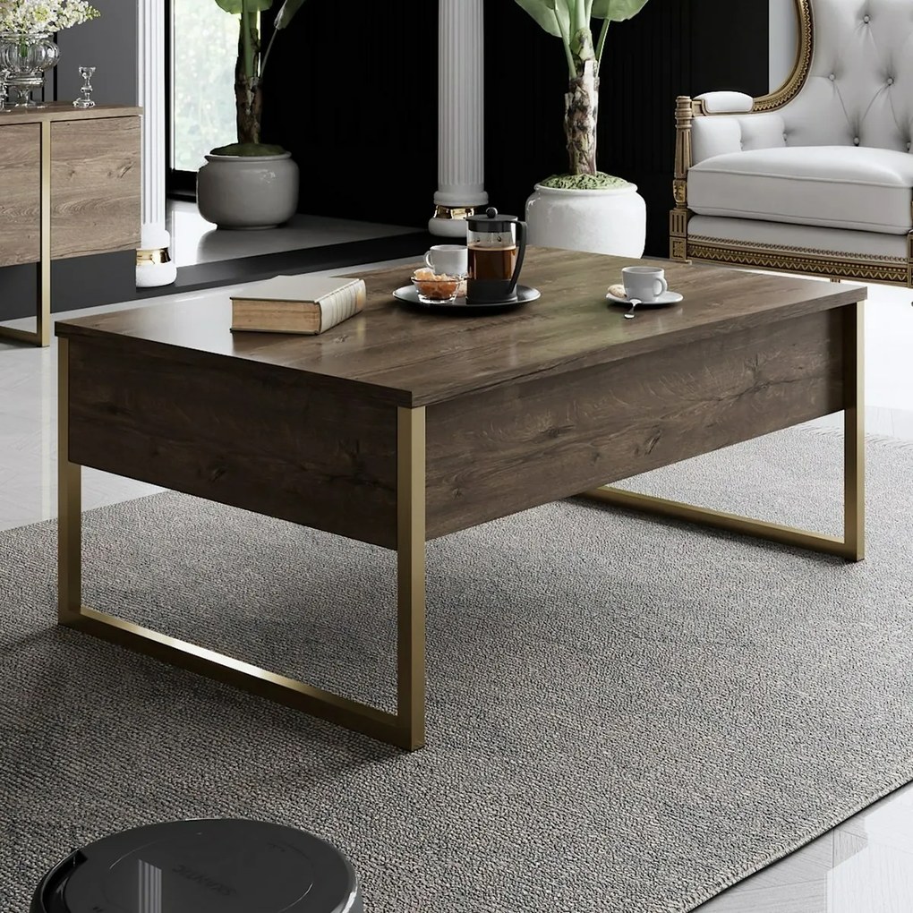Stolik konferencyjny Luxe Walnut and Gold