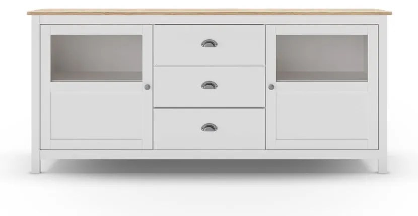 Biała niska komoda z litego drewna sosnowego 180x80 cm Misti – Marckeric