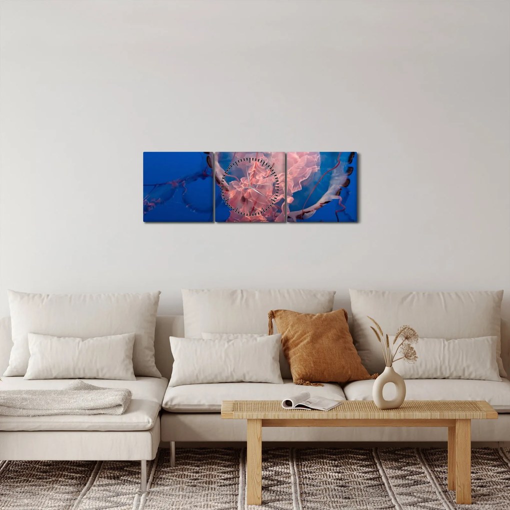 Obraz meduzy (z zegarem) (90x30 cm)