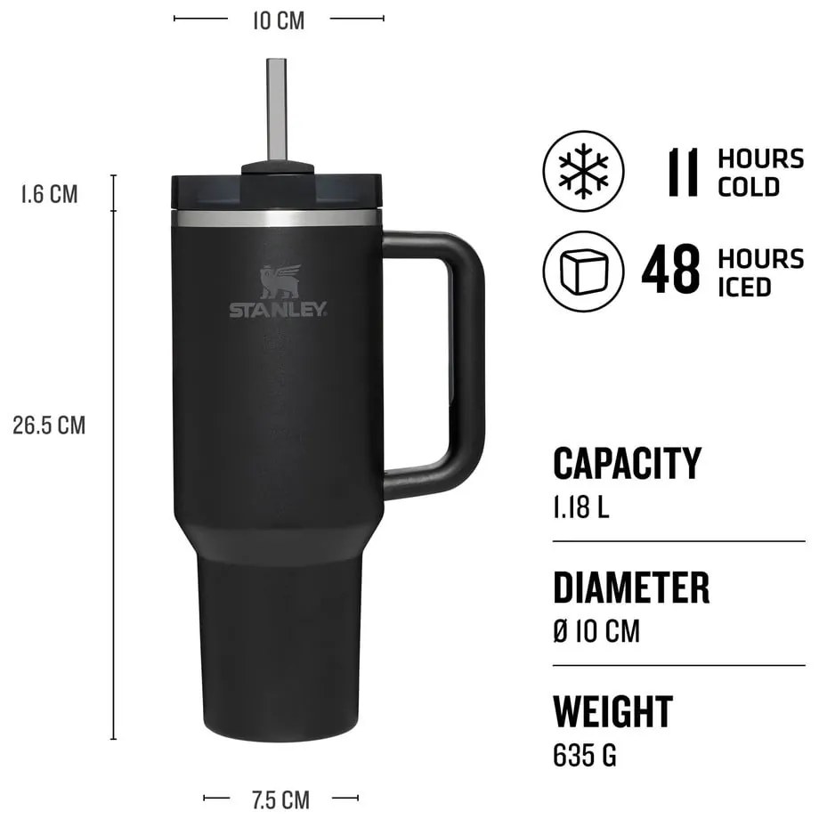 Czarny termos 1,18 l Quencher H2.O FlowState – Stanley