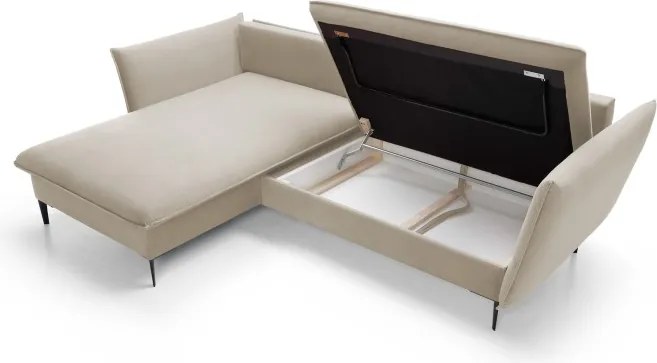 Narożnik GLOSS Lewostronny z funkcją spania, zestaw z poduszkami wolnostojący tkanina RIVIERA 38 Zielony WERSAL