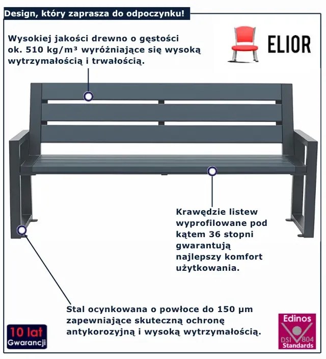 Ławka szara ogrodowa A1-L00