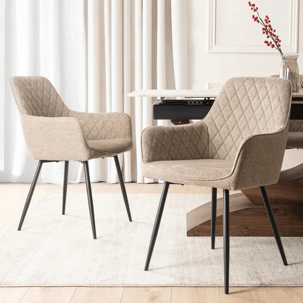 Krzesło Tapicerowane do Jadalni BRESSO 2 Beżowe Nowoczesne Loft