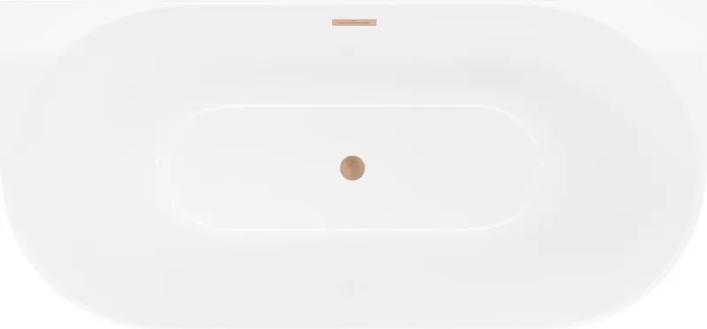Mexen Oval Slim wanna wolnostojąca przyścienna 170 x 80 cm, biała, przelew miedź szczotkowana - 52661708000-65