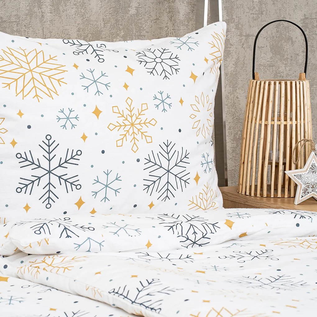 4Home Pościel flanelowa Frosty snowflakes, 220 x 200 cm, 2 szt. 70 x 90 cm