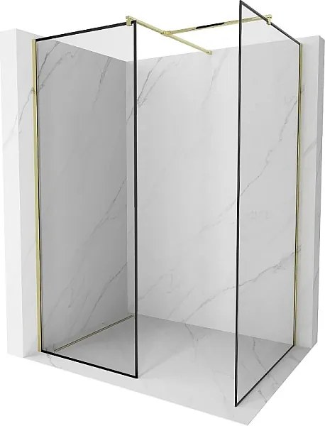 Mexen Kioto ścianka prysznicowa Walk-in 130 x 70 cm, czarna ramka, złota - 800-130-202-50-70-070