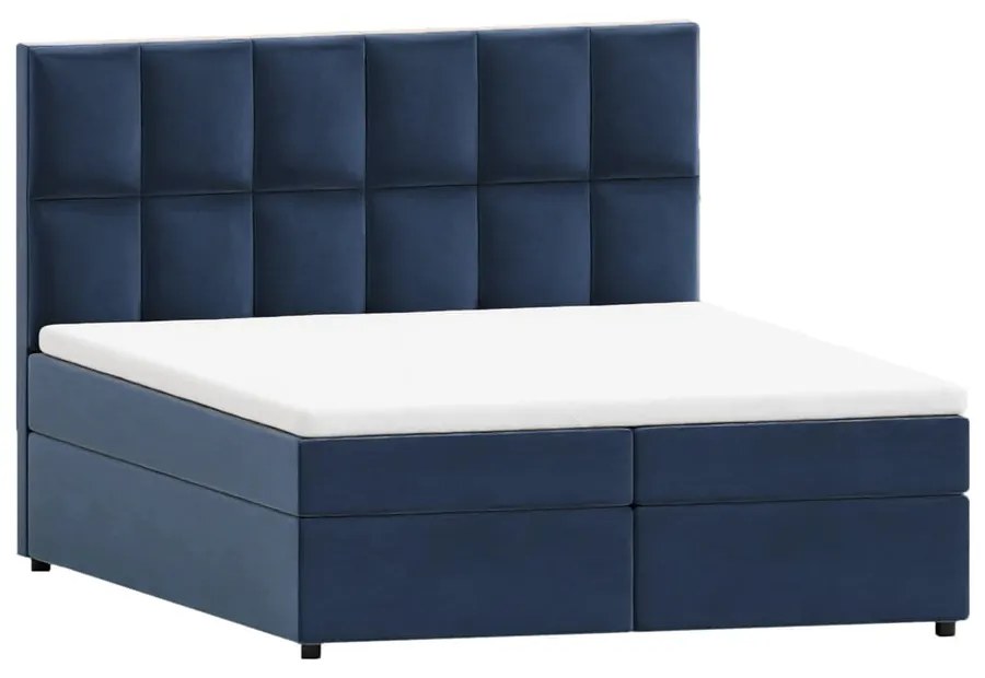 Ciemnoniebieskie łóżko boxspring ze schowkiem 160x200 cm Flip – Ropez