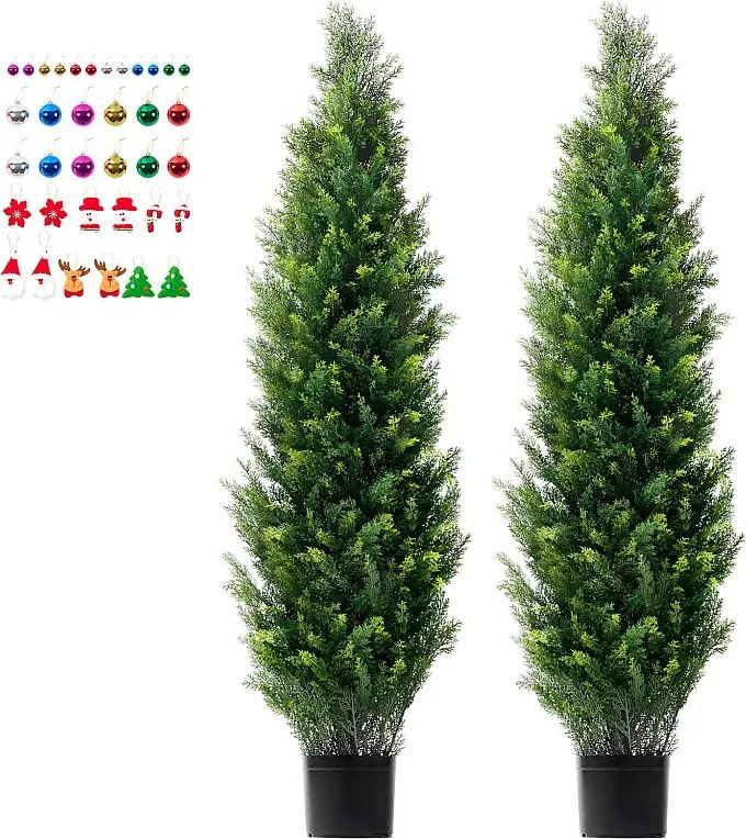 Sztuczne Drzewa, SucceBuy 2 Sztuki 150 CM Cedrowych Sztucznych Drzew Topiary Odpornych na Promieniowanie UV do Dekoracji Wewnątrz i na Zewnątrz