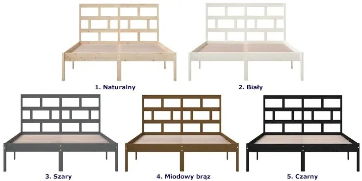 Białe drewniane łóżko z zagłówkiem 120x200 - Bente 4X