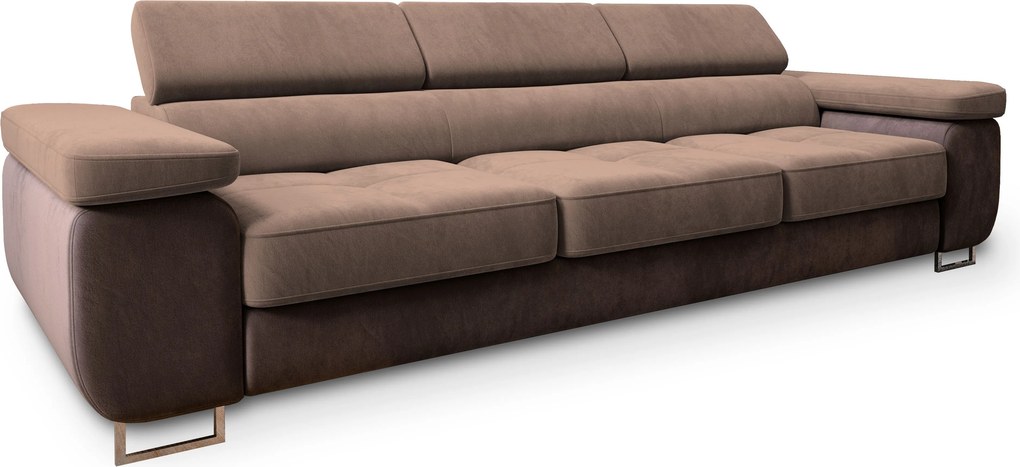 Masseno Sofa MOSINE z funkcją spania, Rozkładana sofa z regulowanymi zagłówkami - Beżowy, MONOLITH 09 + MONOLITH 29