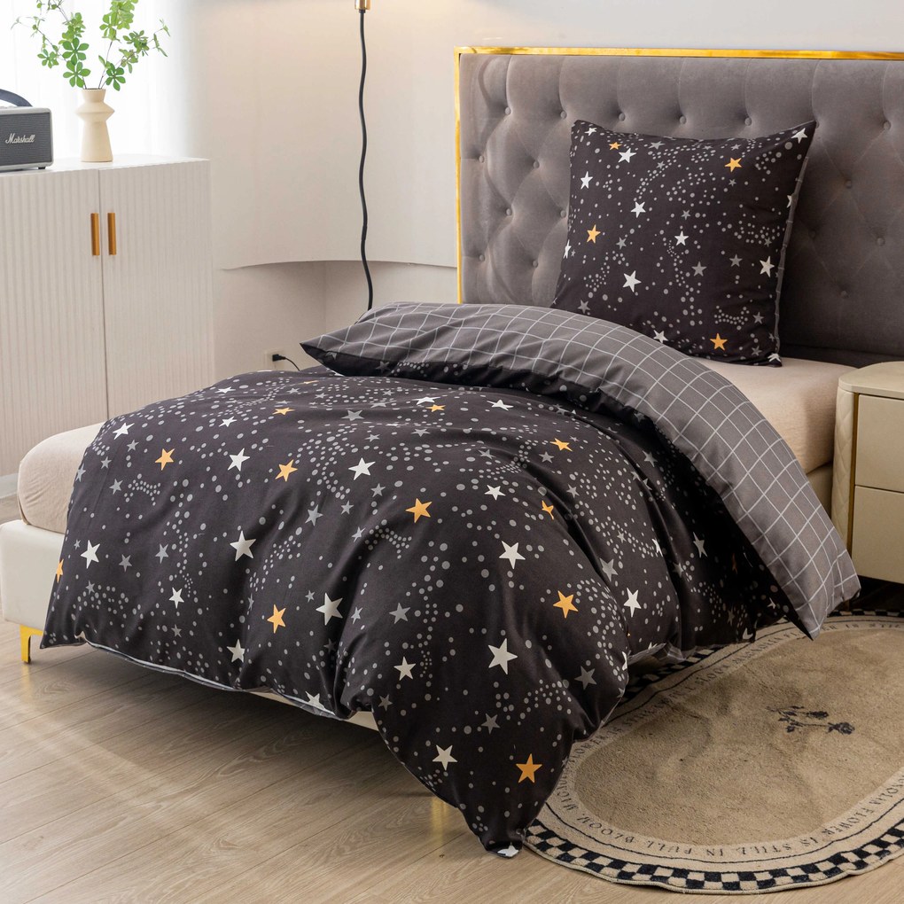 PrzytulneMieszkanie.pl PrzytulneMieszkanie.pl Flanelowa pościel z mikrofibry STELLAR ciemnoszara Rozmiar pościeli: 70 x 90 cm | 140 x 200 cm