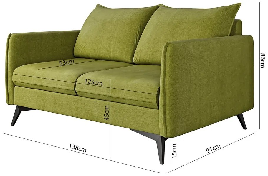 Zielona sofa 138 cm Juli Bis – Ropez