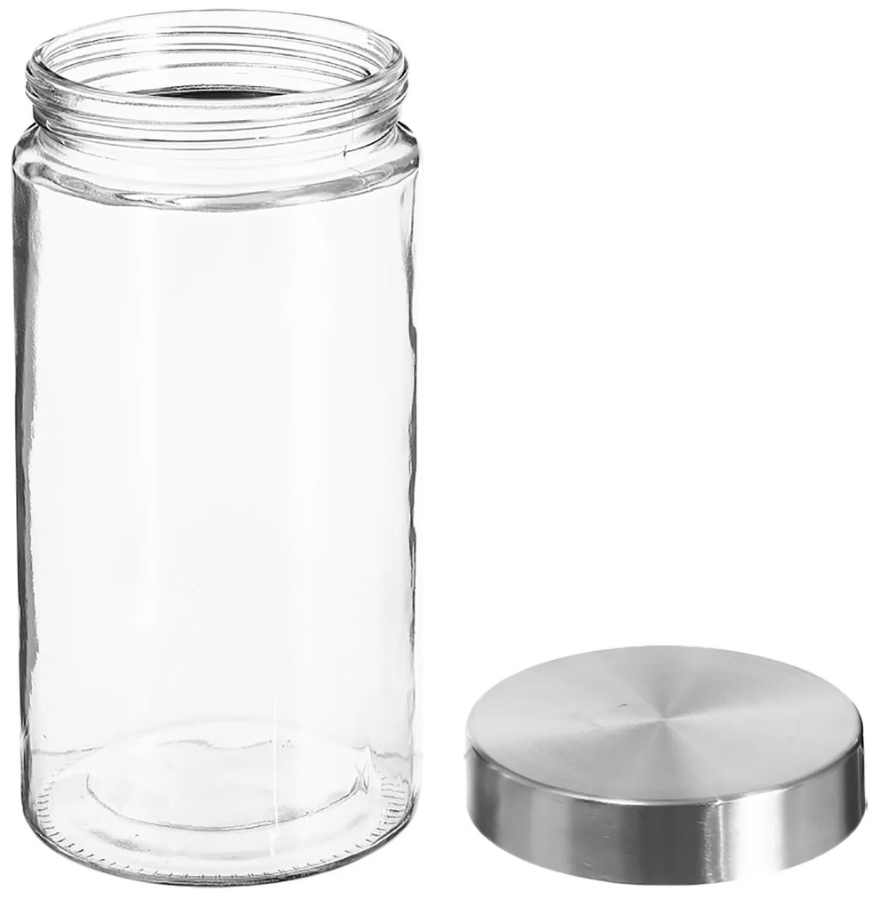 Pojemnik na żywność szklany z pokrywą ze stali nierdzewnej, 1700 ml