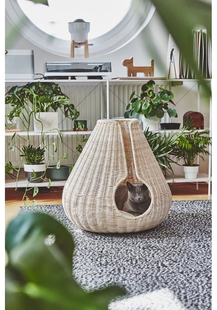 Naturalne rattanowe legowisko dla kotów ø 56 cm Perla Natural – MiaCara