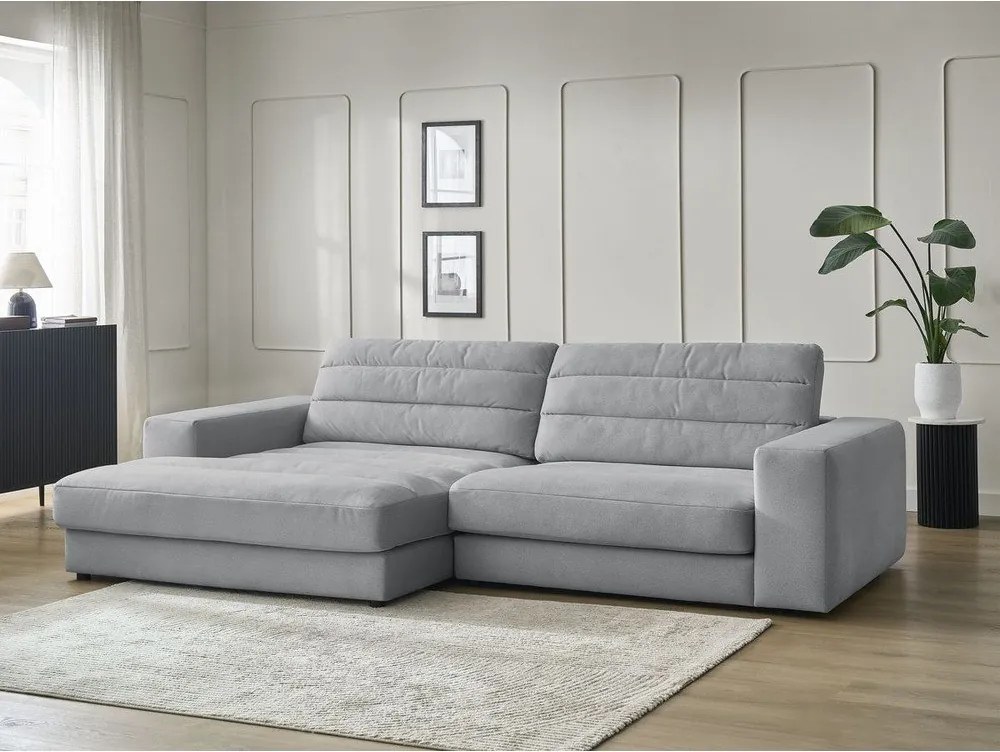 Jasnoszary aksamitny narożnik (lewostronny/z szezlongiem) Sierra – Bobochic Paris