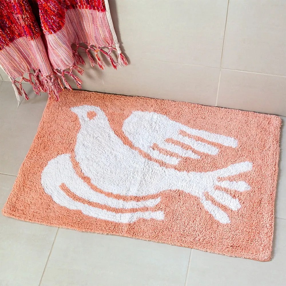 Brzoskwiniowy dywanik łazienkowy 50x80 cm White Dove – Rex London