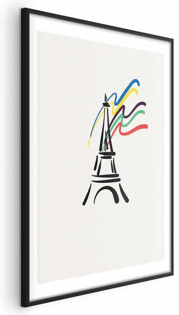 Plakat Wieża Eiffla i kolory 29,7x42 cm z ramą czarną z marginesem ARTGEIST B