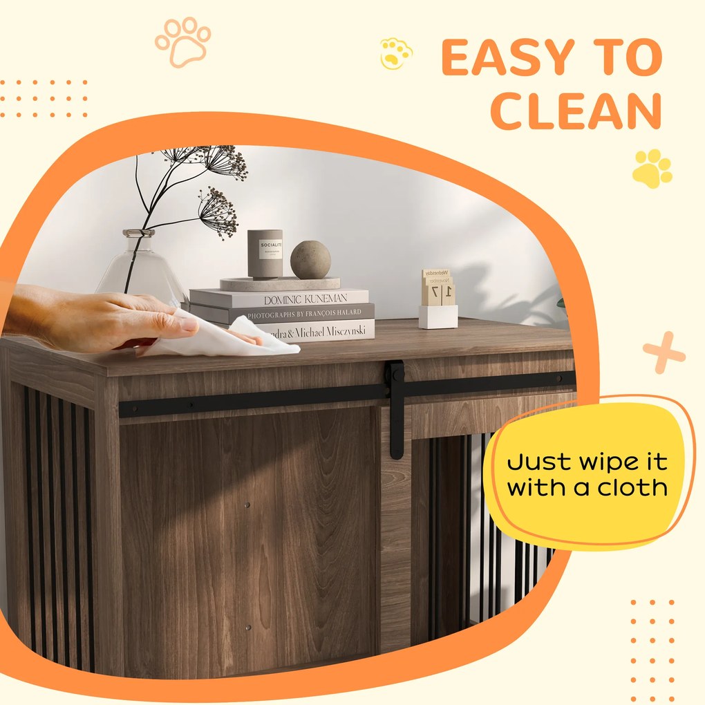 PawHut Klatka dla psa zamykana drewniana rustykalny design 98x58x67 cm orzech czarny | Aosom PL