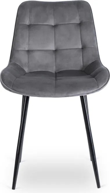 Zestaw Stół Okrągły Rozkładany HARRY 102-142 cm Dąb Craft/Czarny i 4 Krzesła Tapicerowane CHRIS Szare Nowoczesne