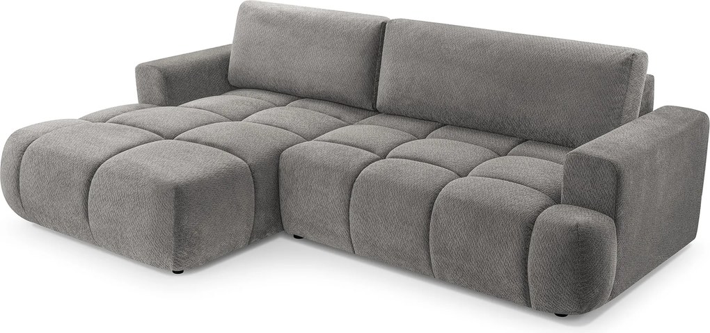 Masseno Narożnik VASTO z funkcją spania i pojemnikiem na pościel Narozniki L, Rozkładana sofa - Szary, VINCI 07