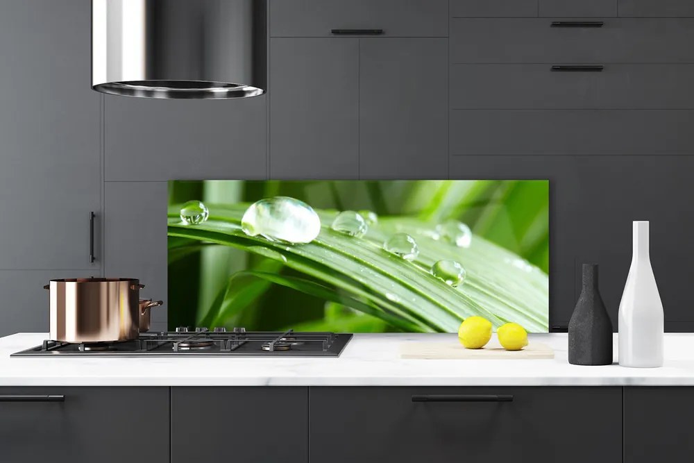 Szkło do Kuchni na Ścianę Kropla Rosy W Makrofotografii