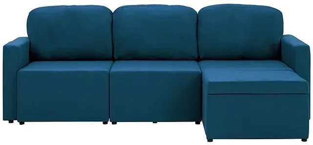 Rozkładana sofa modułowa niebieska tkanina - Odi 4Q