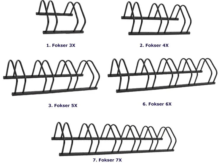 Czarny stojak na 6 rowerów typu miejskiego - Fokser 7X