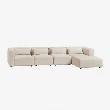 Sofa Modułowy Z Prawym Szezlongiem, 4-częściowy Fogler Sztruks Beż Lniany - Sklum