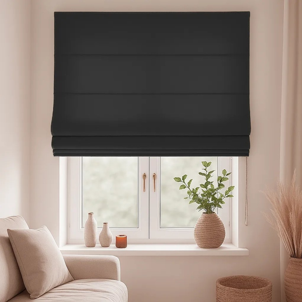 Roleta rzymska na wymiar czarna EFE bez wzorów - do 200 cm