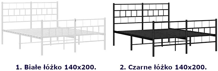 Białe podwójne metalowe łóżko 140x200 - Aretuza