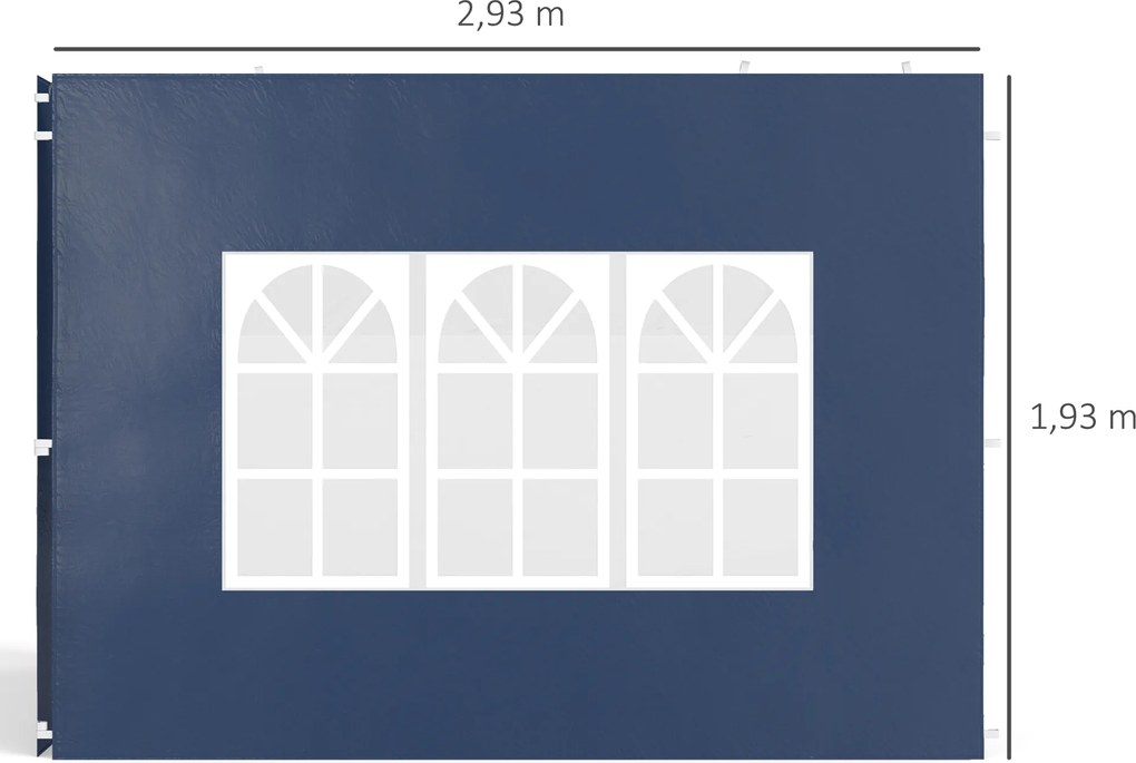 Outsunny 2-częściowy zestaw ścian bocznych do pawilonu 3x3 3x6, wodoodporne ściany z oknami, niebieskie | Aosom PL