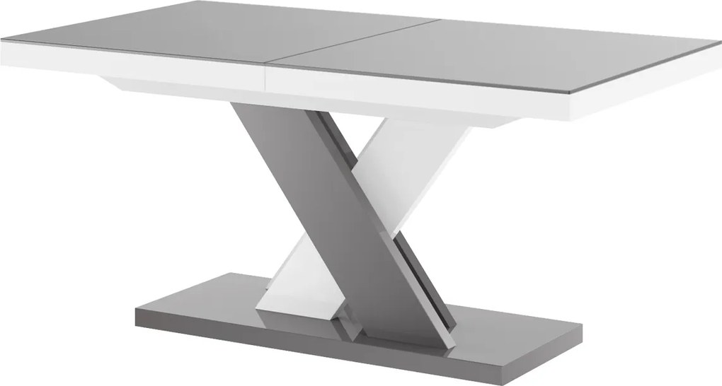 Nowoczesny stół z szarym blatem na szaro-białej nodze Xenon Lux połysk