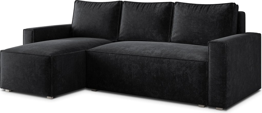 Masseno Narożnik POTARO z funkcją spania i pojemnikiem na pościel Narozniki L, Rozkładana sofa - Czarny, LUMO 80