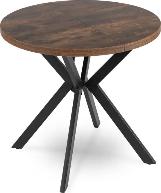 Stół Okrągły Rozkładany DORIAN 80-160 cm Dąb Rustykalny/Czarny Nowoczesny Loft