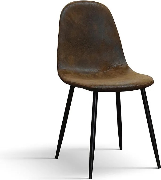 Zestaw 4 krzeseł ze sztucznego zamszu w kolorze kasztanowym, czarne metalowe nogi - VALLETTA