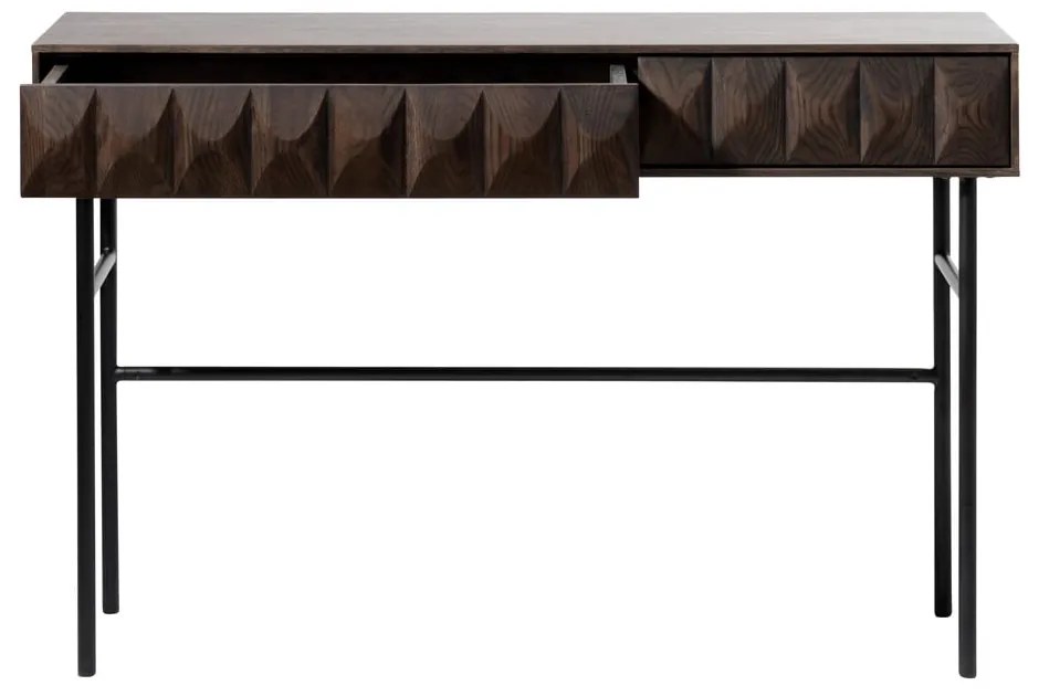 Ciemnobrązowa konsola z blatem w dekorze dębu 39x117 cm Latina – Unique Furniture