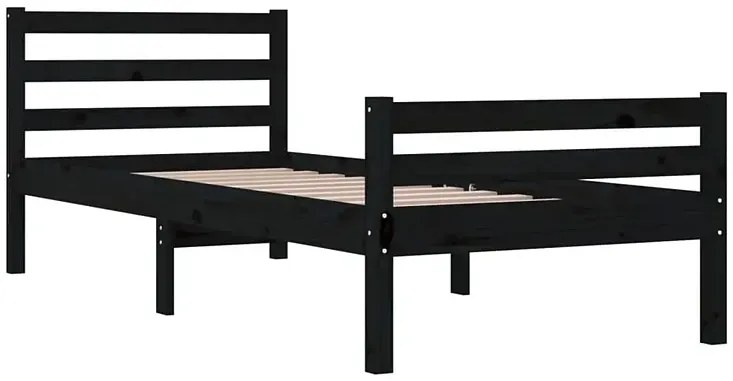 Czarne sosnowe pojedyncze łóżko 90x200 - Fenso 3X