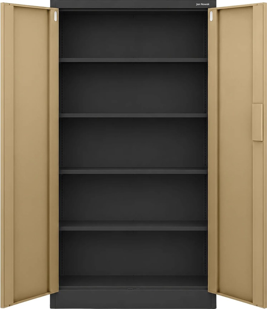Biurowa szafa metalowa z zamkiem na szyfr antracytowa / orzech: Eco Design DANIEL, 900 x 1850 x 400 mm