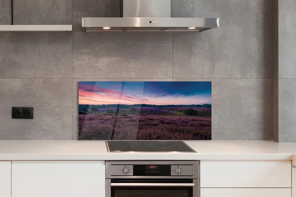 Panel Kuchenny Szklany Pejzaż z Wrzosami