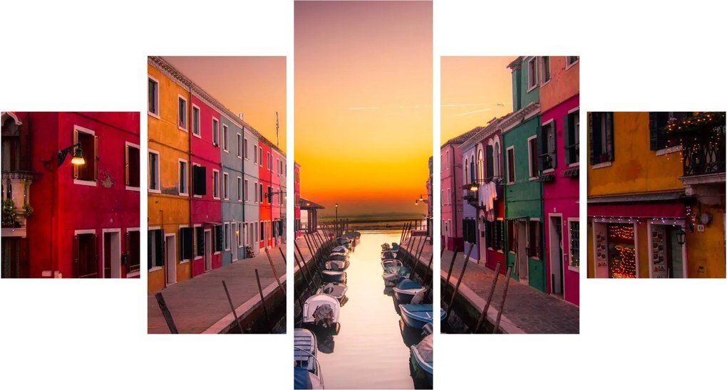 Obraz - Zachód słońca, wyspa Burano, Wenecja, Włochy (125x70 cm)