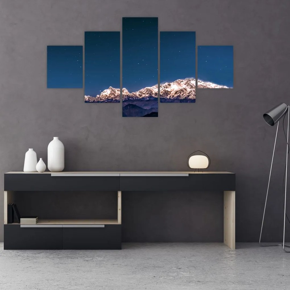 Obraz gór i nocnego nieba (125x70 cm)