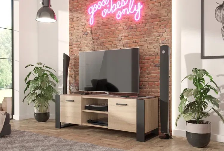 Industrialna szafka pod telewizor dąb sonoma 150 cm - Sonea