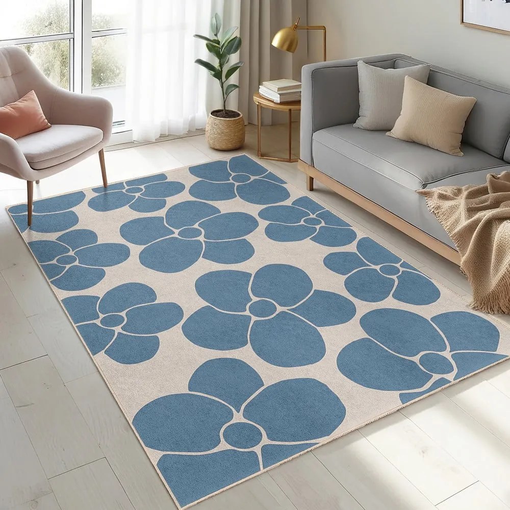 Niebieski dywan odpowiedni do prania 60x100 cm Blue Meadow – Mila Home