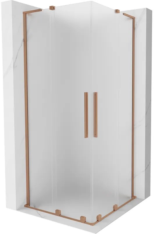Mexen Velar L Duo kabina prysznicowa rozsuwana 100 x 100 cm, szron, miedź szczotkowana - 871-100-100-02-33-65