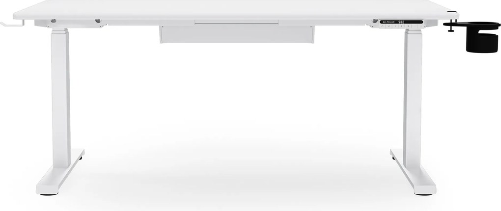 Biurko elektryczne z regulacją wysokości ergonomiczne białe,1400x700 mm: ARIA