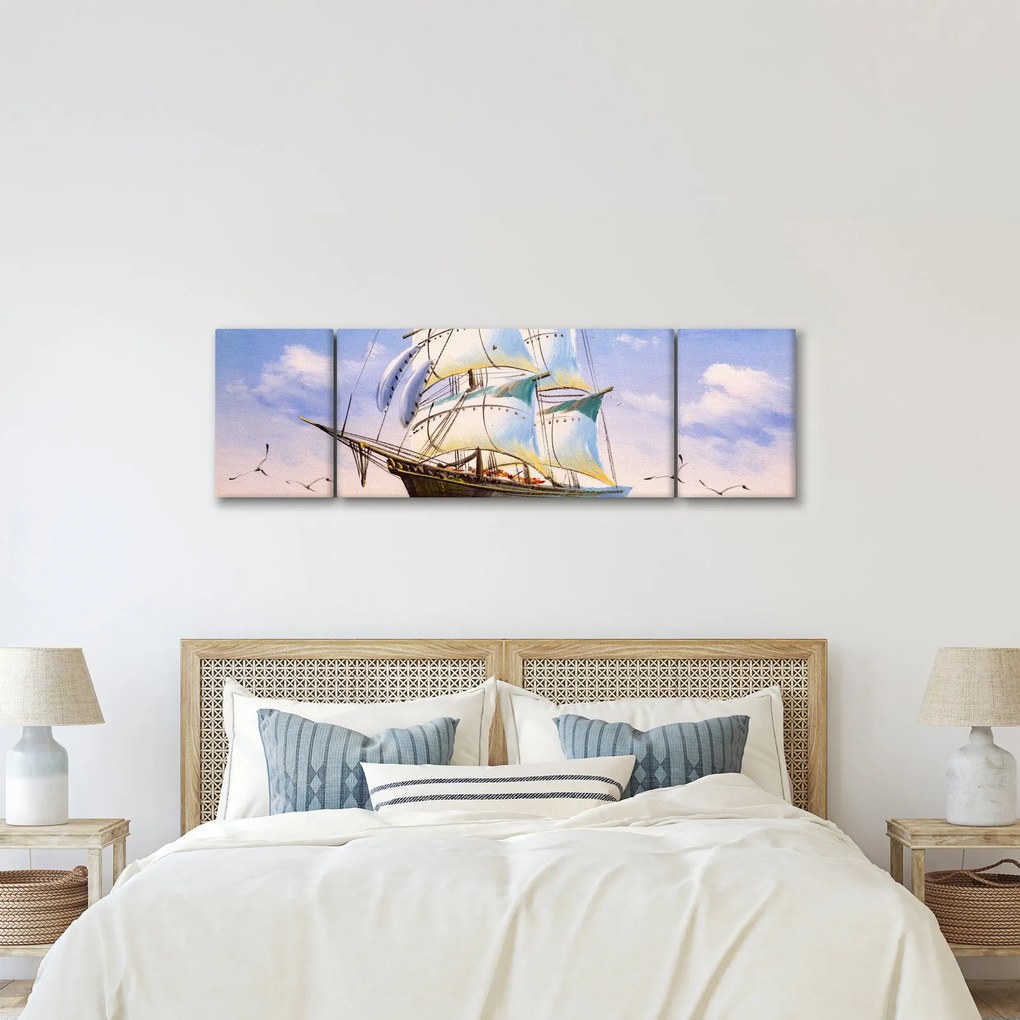 Obraz statku na falach (170x50 cm)