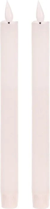 Zestaw świec stożkowych z oświetleniem LED, białe,2 szt., parafinowe, 25 cm