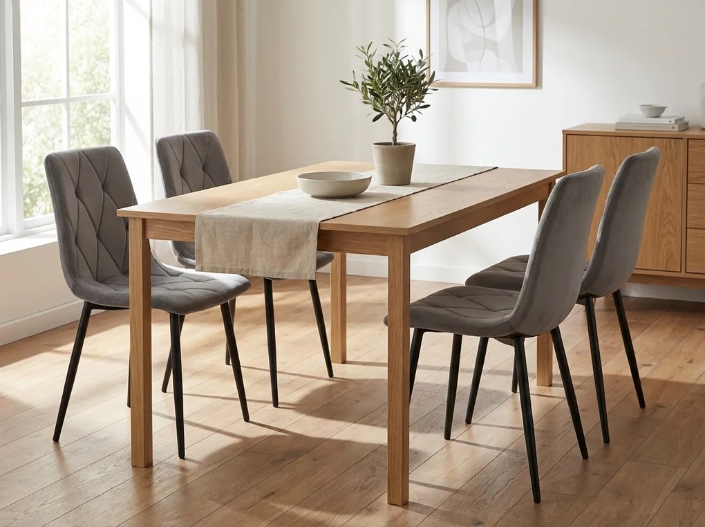 Szare aksamitowe krzesło LIBRA SILVER GREY z czarnymi nogami